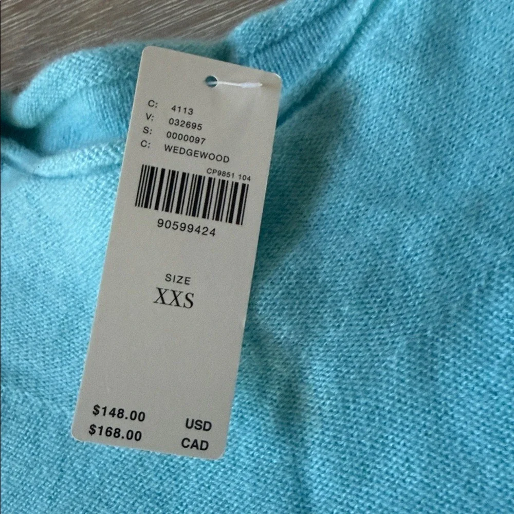 Anthropologie The Alani‎ Cashmere Mock-Neck Sweater by Pilcro Aqua XXS NWT